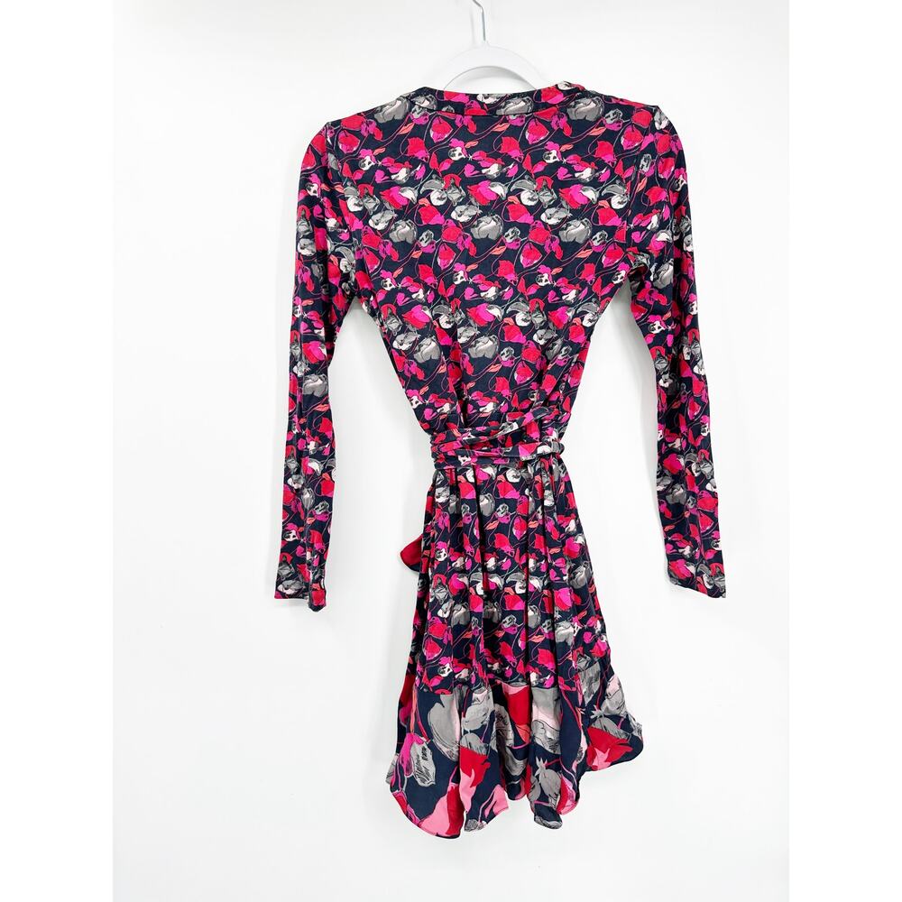 DVF Elita Wrap Dress – Long Sleeve Printed Silk Jersey Mini - Picture 3 of 6